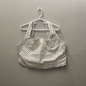 Maurices Gray and White Fitted Crop Tank Top